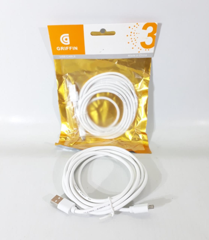 CABLE MICRO USB 3 METROS BLANCO GRIFIN